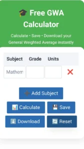 GWA Calculator – Calculate Your General Weighted Average Easily 3 GWA Screenshot 4